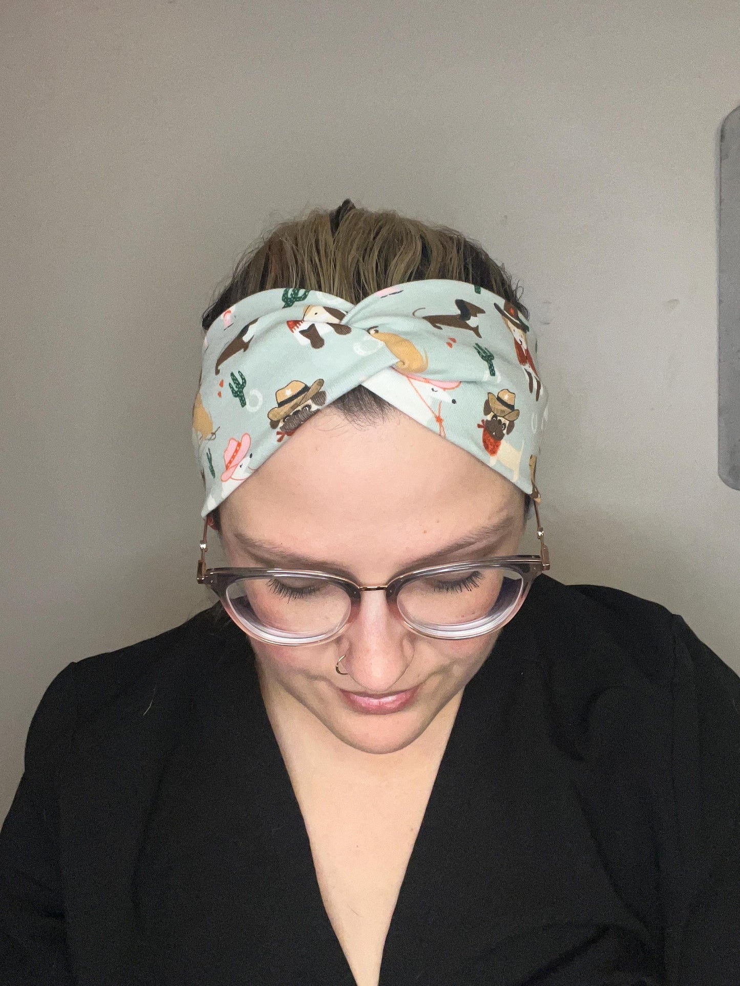 Cowboy Dogs Knotted Stretch Headband
