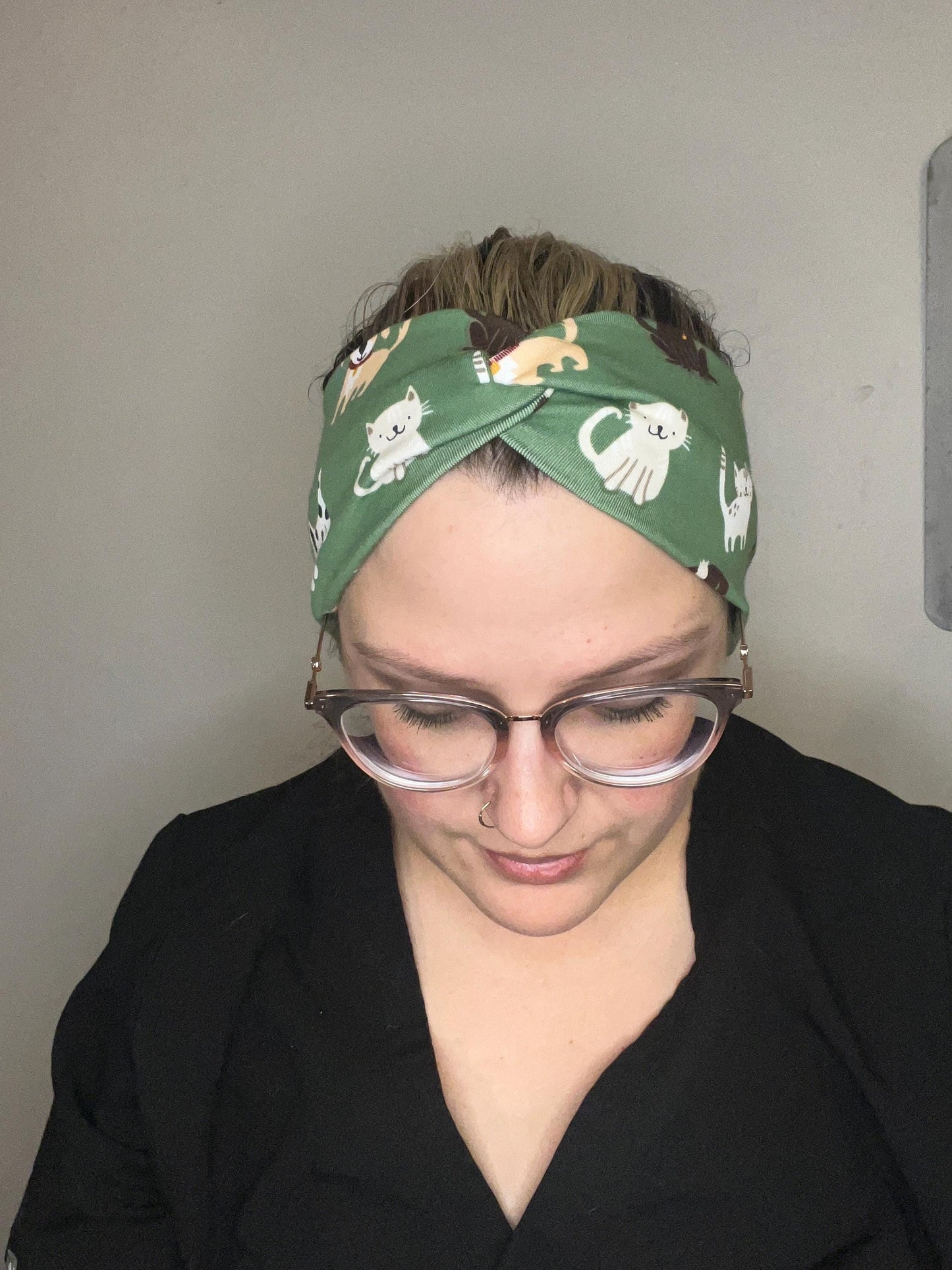Cats & Dogs Green Knotted Stretch Headband