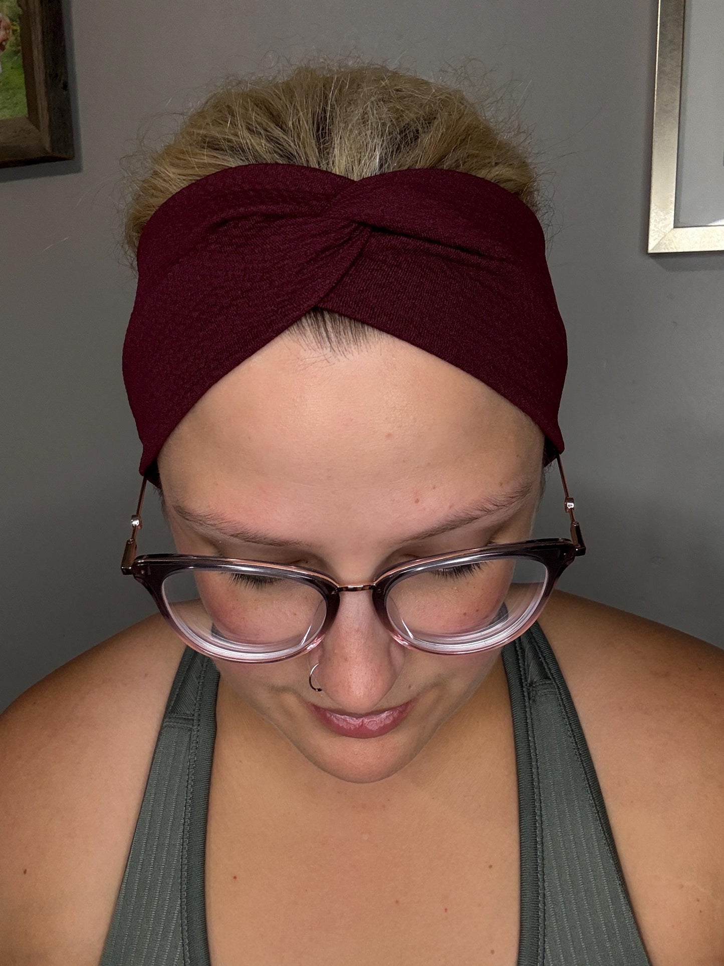 Cranberry Textured Knotted Stretch Headband