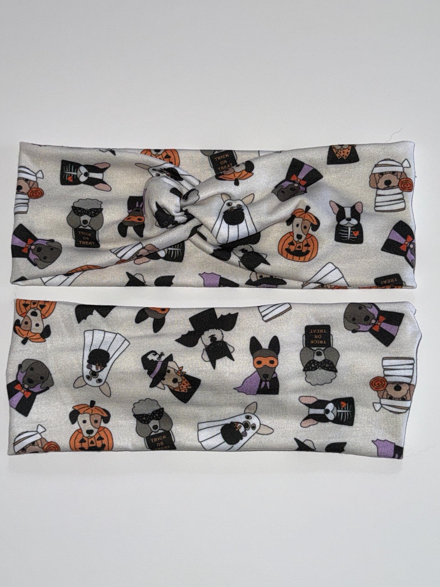 White SPOOKY SZN Dogs Knotted Stretch Headbands