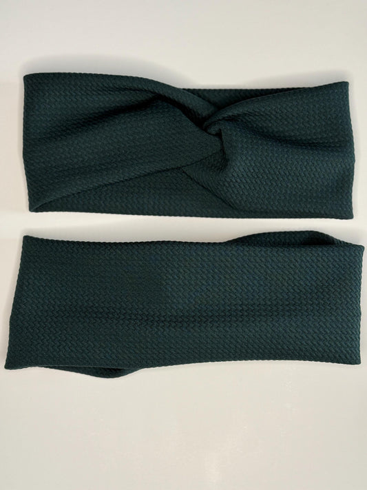 Green Textured Knotted Stretch Headband