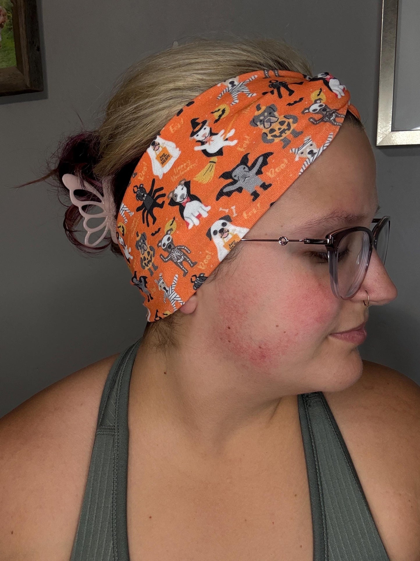 Orange SPOOKY SZN Dogs Knotted Stretch Headbands
