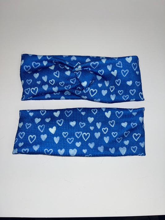 Blue Hearts Knotted Stretch Headband