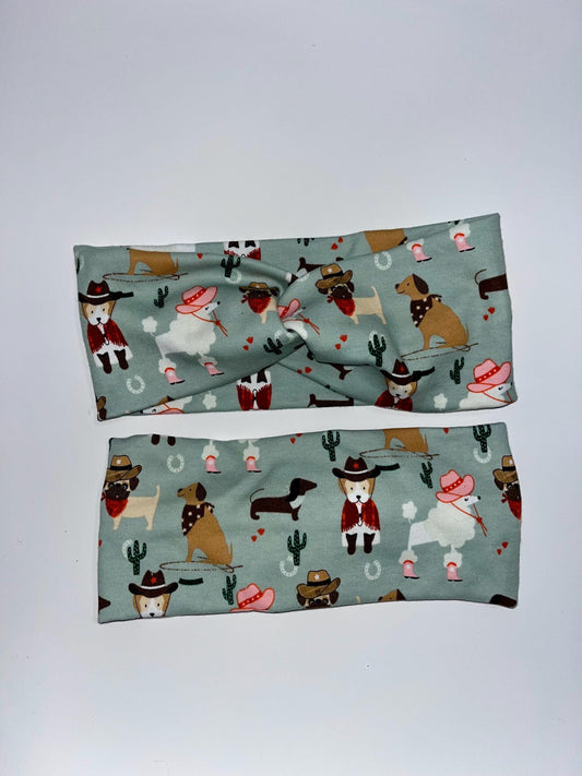 Cowboy Dogs Knotted Stretch Headband