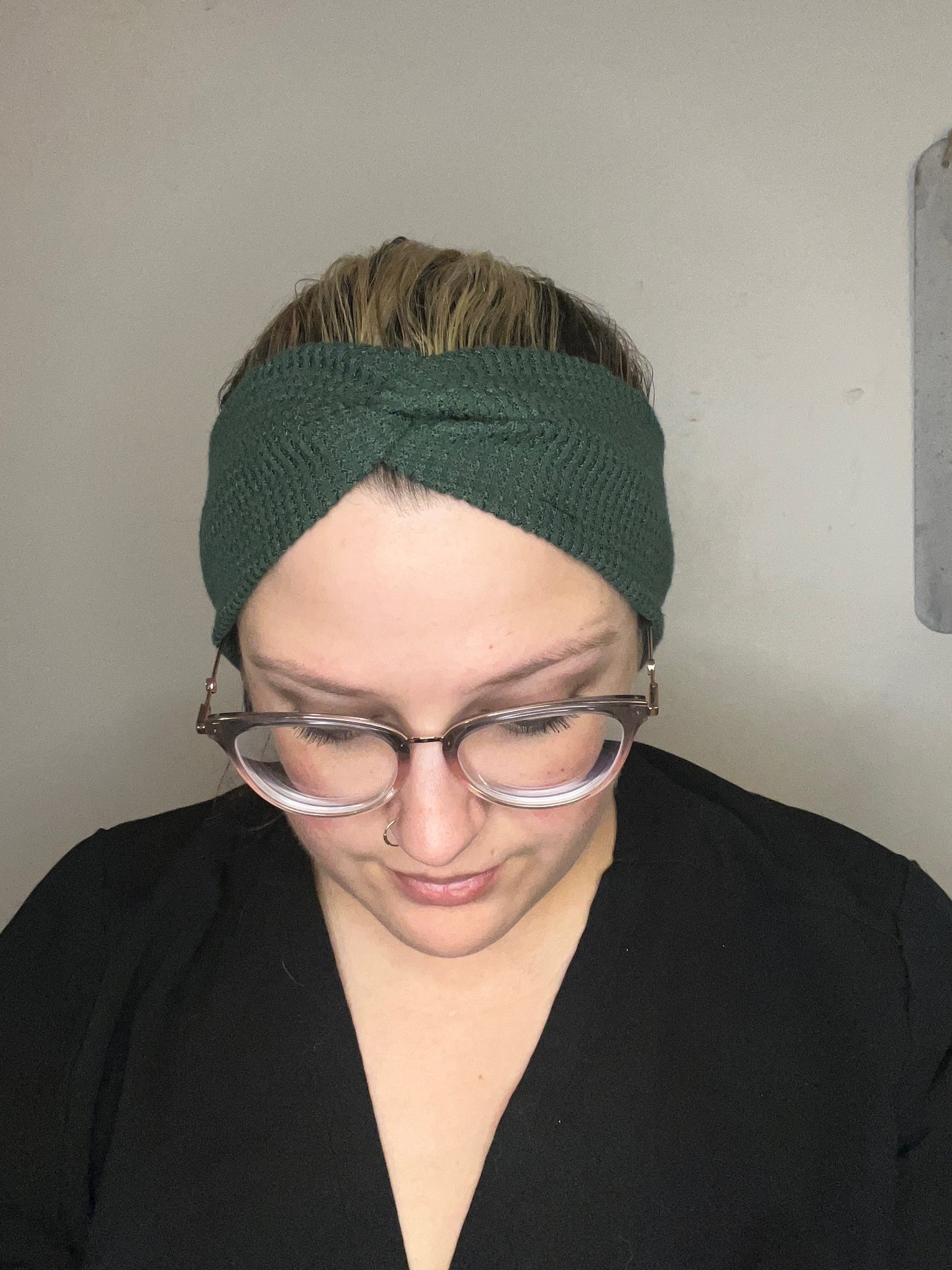 Forest Green Texture Knotted Stretch Headband