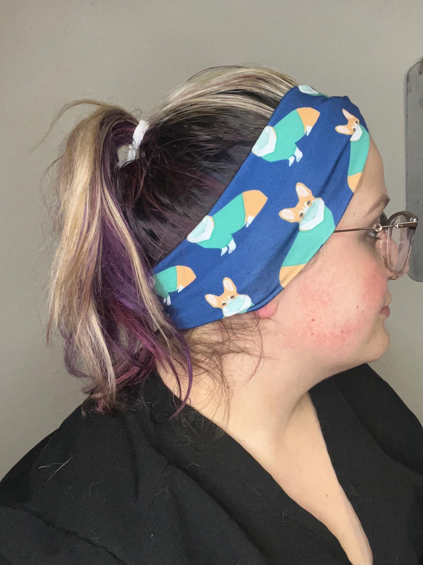 Corgi Scrubs Knotted Stretch Headband