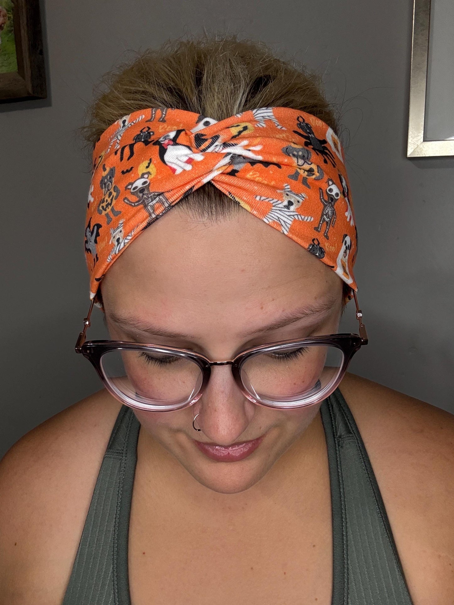 Orange SPOOKY SZN Dogs Knotted Stretch Headbands