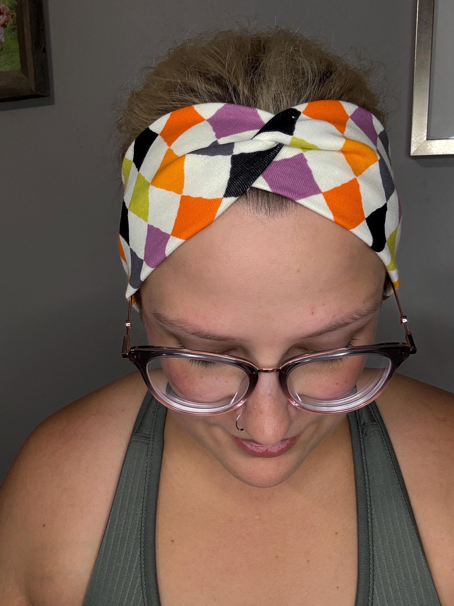 Harlequin Pattern Knotted Stretch Headbands