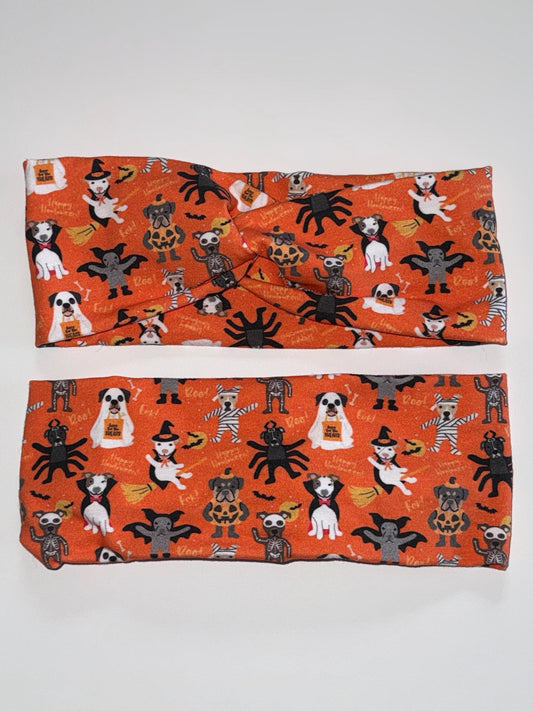 Orange SPOOKY SZN Dogs Knotted Stretch Headbands
